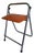 Folding Occasional Stool in Chromed Metal with Orange Imitation Leather Seat, France, 1970s For Sale