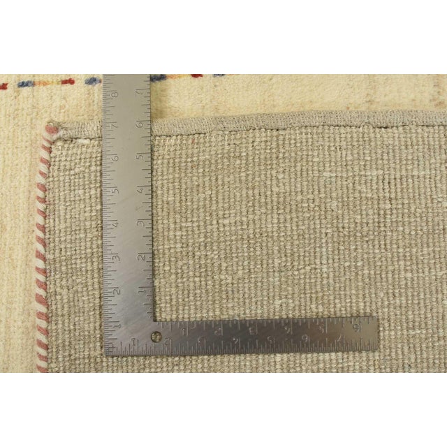 Gabbeh Rug 6’6” X 9’4” Ivory Wool Contemporary Hand-Knotted Carpet For Sale - Image 14 of 14