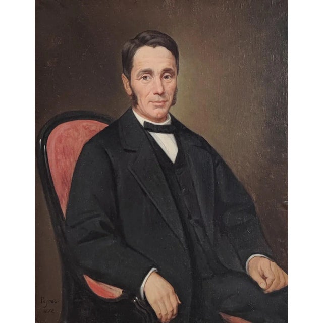 S. Peyret, Portrait of a Man, 1872, Oil on Canvas For Sale - Image 9 of 9
