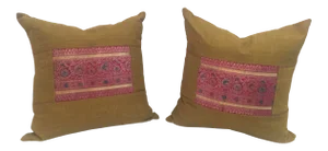 Crate & Barrel Silk Metallic Kendra Pillows