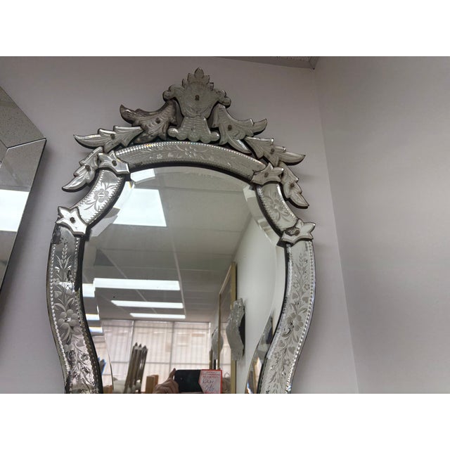 Vintage Venetian Beveled and Etched Mirror For Sale - Image 12 of 13
