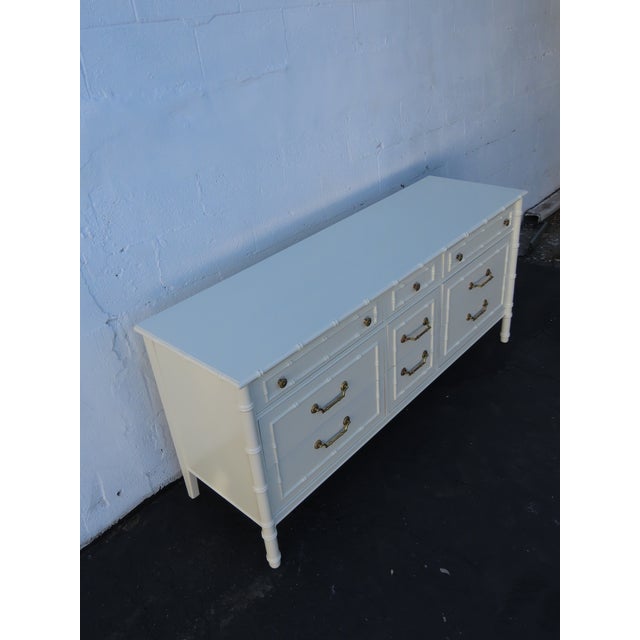 Thomasville Hollywood Regency Faux Bamboo Painted Long Sideboard Dresser 6645 For Sale - Image 16 of 18