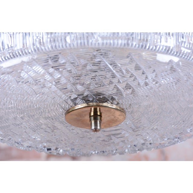 Mid-Century Chandelier in Glass and Brass attributed to Kamenický Šenov, Czech, 1960s For Sale - Image 4 of 9