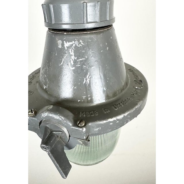 Industrial Grey Pendant Light, Former USSR, 1960s For Sale - Image 10 of 16