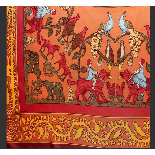 American Hermès Silk Scarf Early America by Françoise De La Perrière. 1984 For Sale - Image 3 of 7