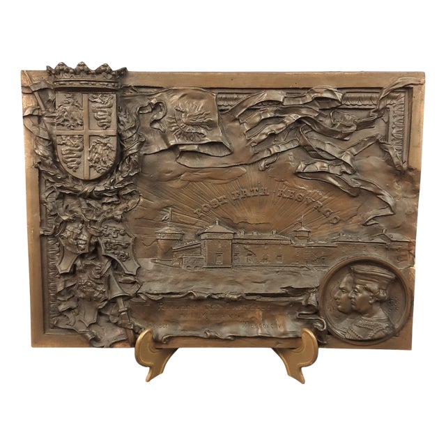 Bronze High Relief Plaque with Sforzesco Castle, Late 19th Century For Sale