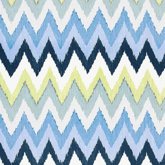 Sample- Schumacher Adras Ikat Print Fabric in Sky For Sale