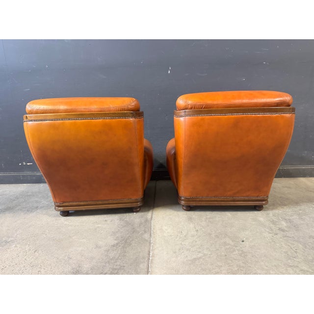 Pair of Vintage Dutch Faux Leather Lounge Chair and Ottoman For Sale - Image 4 of 9