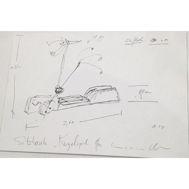 Mendler Hans Neresheim 1950 Leonberg Bench design Ball game 9/99 Fineliner?, approx. 17.8 x 25.7 cm, design for a savings...