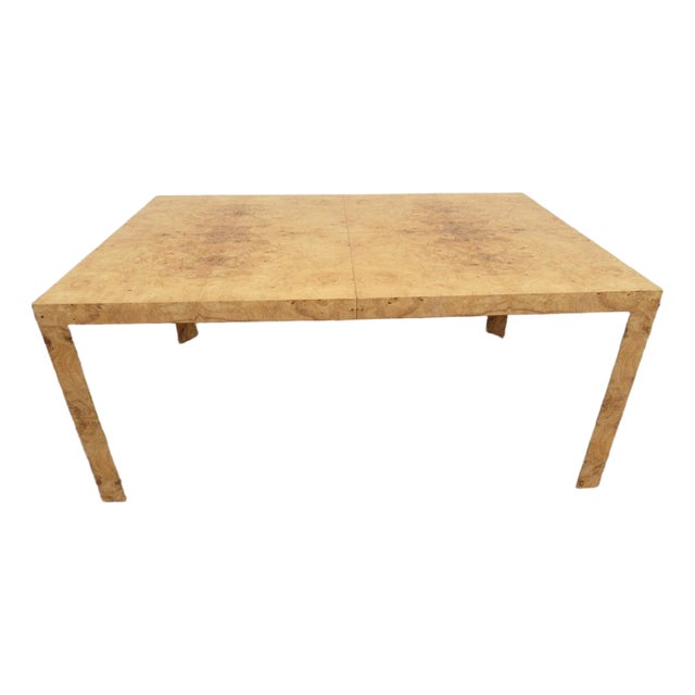 Burl Walnut Extendable Parsons Dining Table by Edward Wormley for Dunbar For Sale