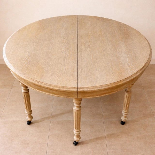 Large Louis Philippe Extendable Table in Whitewashed Oak For Sale - Image 3 of 5