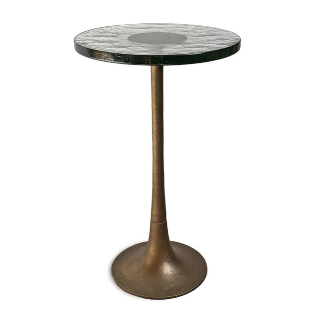Mid C Bronze Thick Glass Side Table For Sale - Image 4 of 7