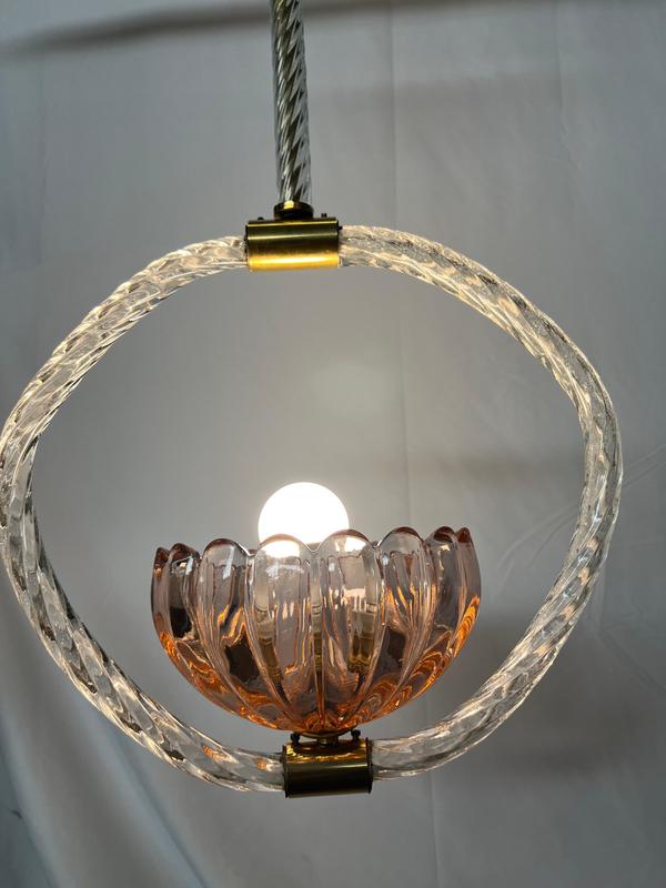 Pink Murano Glass Pendant from Barovier & Toso, 1940s | Chairish