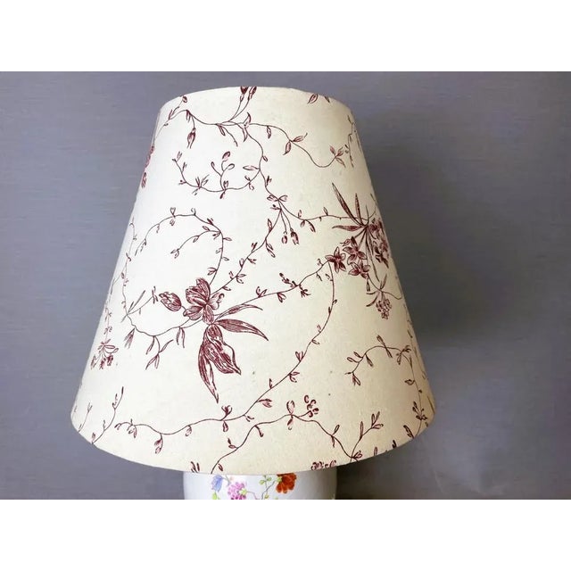 Textile Portuguese Farmhouse Ceramic Floral Table Lamp, 1970s For Sale - Image 7 of 10