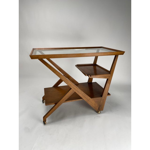 Mid-Century Italian Wooden Bar Cart by Charlotte Perriand, 1950s For Sale - Image 6 of 11
