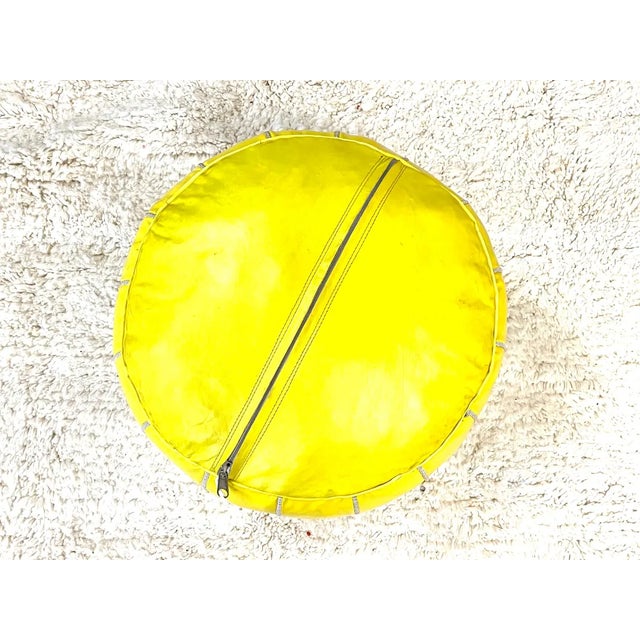 Contemporary Moroccan Leather Pouf Ottoman Cover For Sale - Image 4 of 4