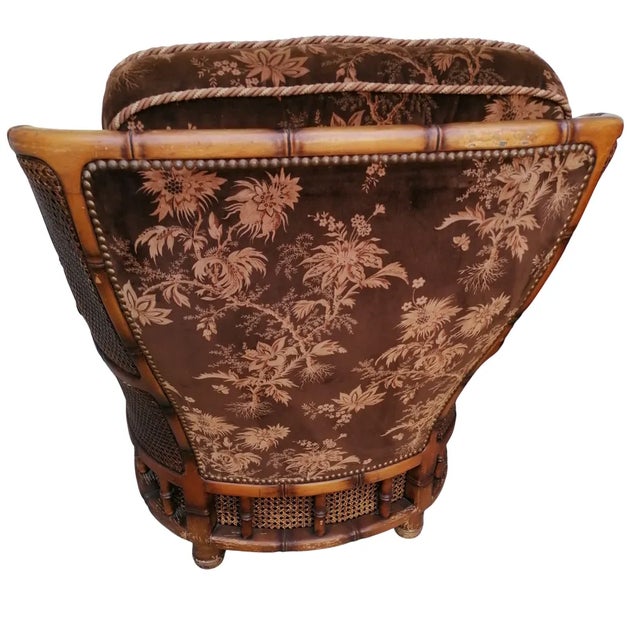 Armchairs in Velvet and Vienna Straw, 1970s, Set of 2 For Sale - Image 12 of 13