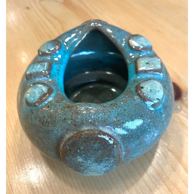 Brutalist Studio Pottery Vessel ca. 1970 This is an unsigned vessel, no markings. Oval with a concave design, this piece...