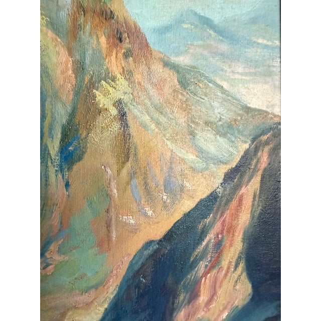 Rustic European Original 1939 Signed Robert Corneil Mountain Landscape Oil Painting For Sale - Image 3 of 9