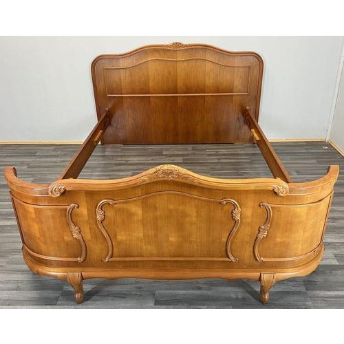 Vintage French Louis XVI Style Double Bed Frame with Carved Headboard For Sale - Image 13 of 13