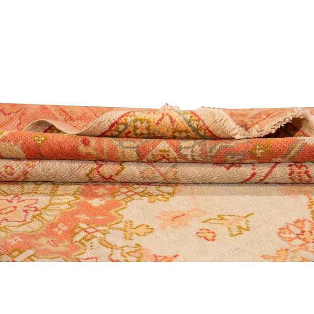 Late 18th Century Antique Turkish Oushak Peach Handmade Wool Rug For Sale - Image 5 of 12