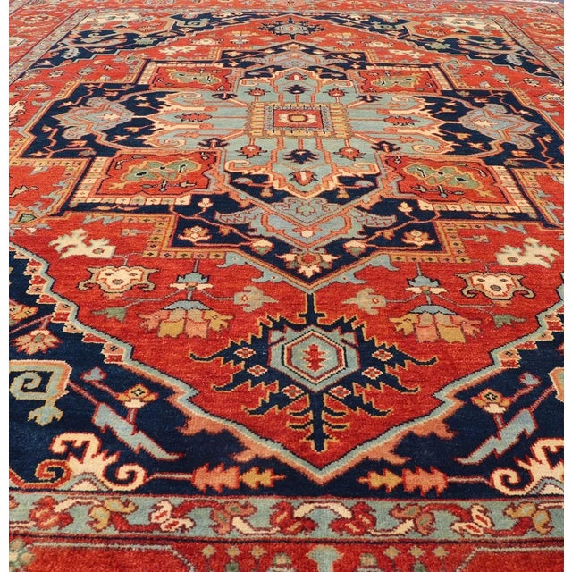 Modern Reproduction Serapi-Heriz Medallion Geometric Carpet by Keivan Woven Arts For Sale - Image 3 of 13