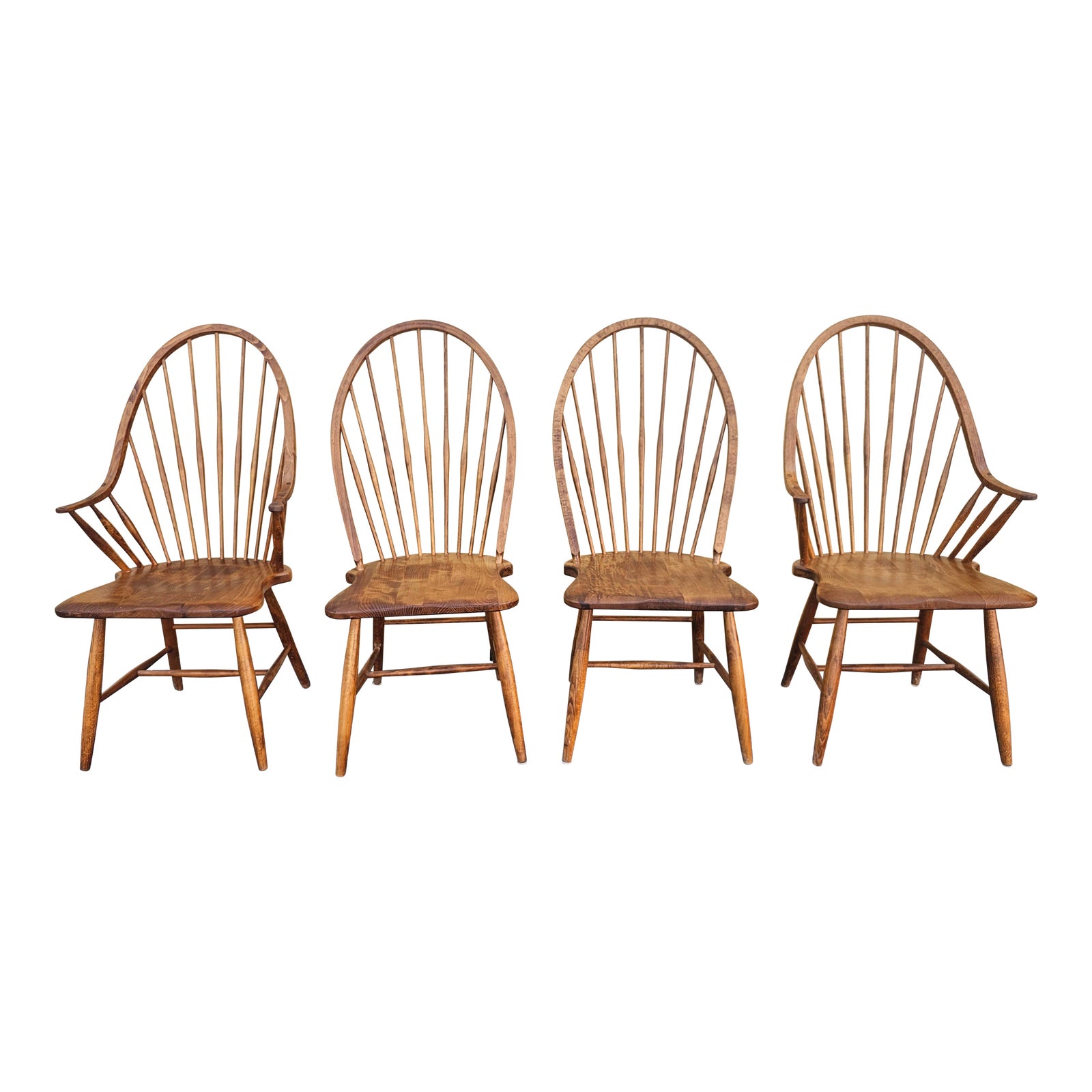 Set of Four Slovenian Maple Continuous Arms Windsor Chairs Chairish