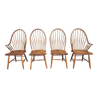 Set of Four Slovenian Maple Continuous Arms Windsor Chairs For Sale