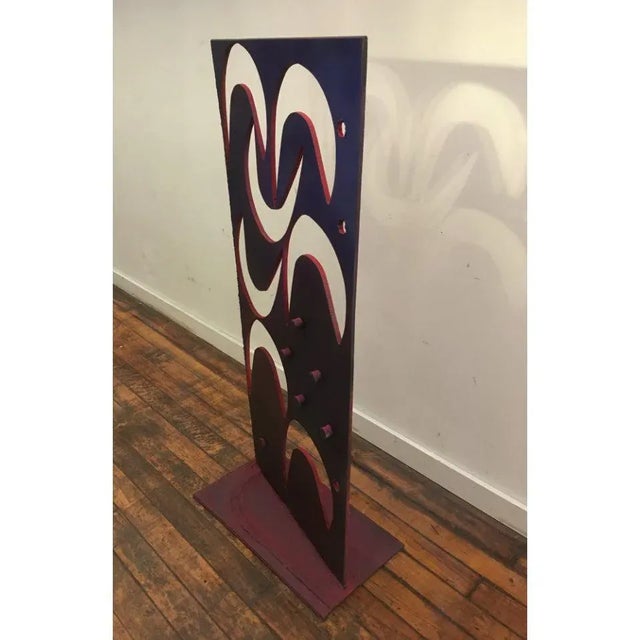 Late 20th Century Painted Iron Sculpture With Cutout Shapes For Sale - Image 5 of 6