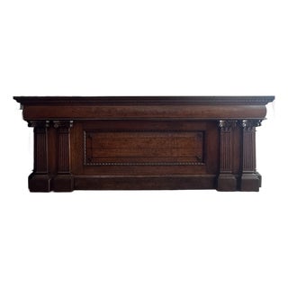 Monumental Antique 19th Century Solid Oak Corinthian Bank/Store Counter / Bar / Kitchen Island For Sale