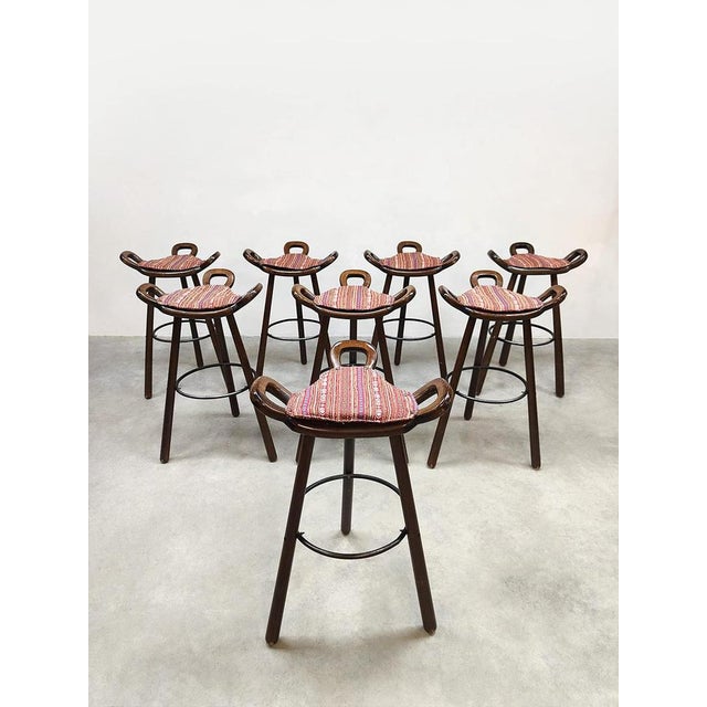 Color it up! with these original vintage 'Spanish' stools with a colorful unique striped seat. Period: 1965. Country of...