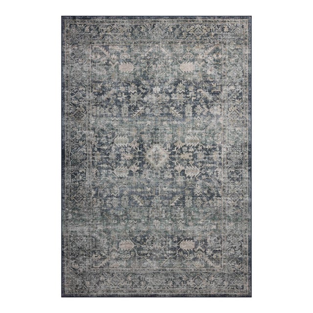 Amber Lewis x Loloi Josie Ocean / Natural 2'-3" x 3'-9" Machine Washable Accent Rug For Sale