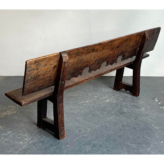 18th Century Vintage 18th Century Carved Plank Bench For Sale - Image 5 of 12