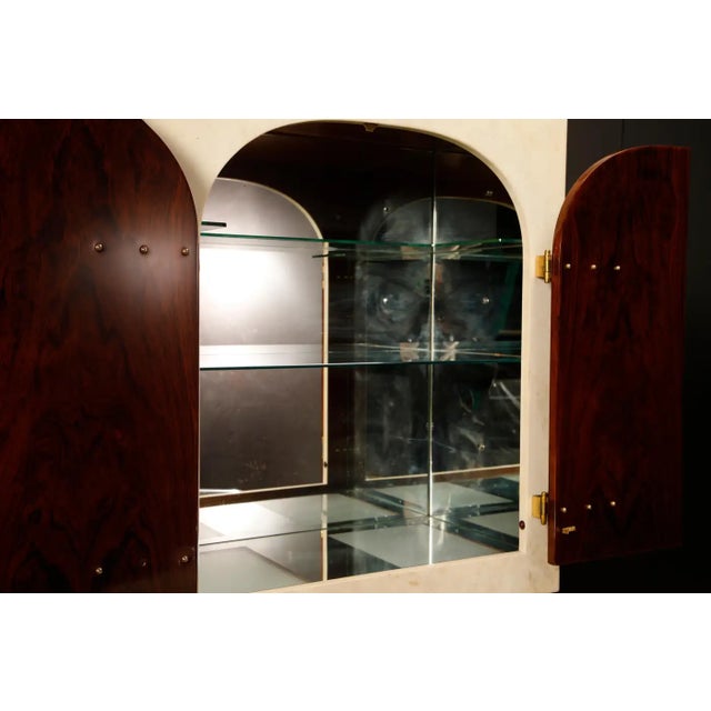 Aldo Tura Lacquered Goatskin, Rosewood and Brass Italian Bar Cabinet, 1950s For Sale - Image 9 of 18