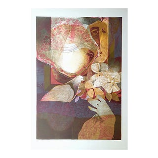 Couple with Flower Lithograph by Alvar Sunol, 1976 For Sale