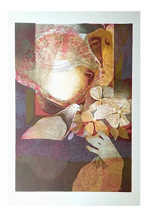 Couple with Flower Lithograph by Alvar Sunol, 1976