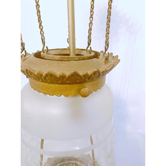 Metal Vintage Late 19th Century Brass Lantern With Glass Shade For Sale - Image 7 of 13