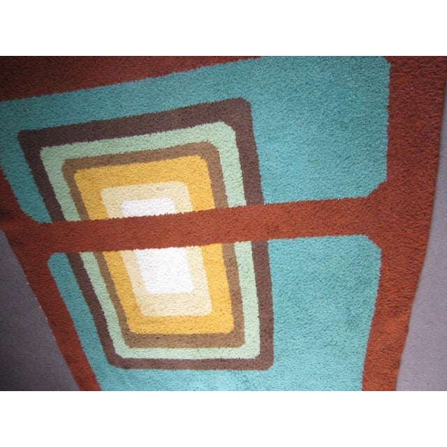 Burnt Orange 1950s Belgian Geometric Design Rug-5′8″ × 6′6″ For Sale - Image 8 of 13