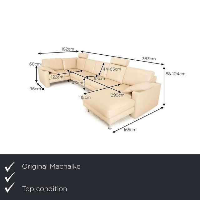 The System Plus sofa from Machalke is covered in beige genuine leather and stands on metal feet. The classic design and...