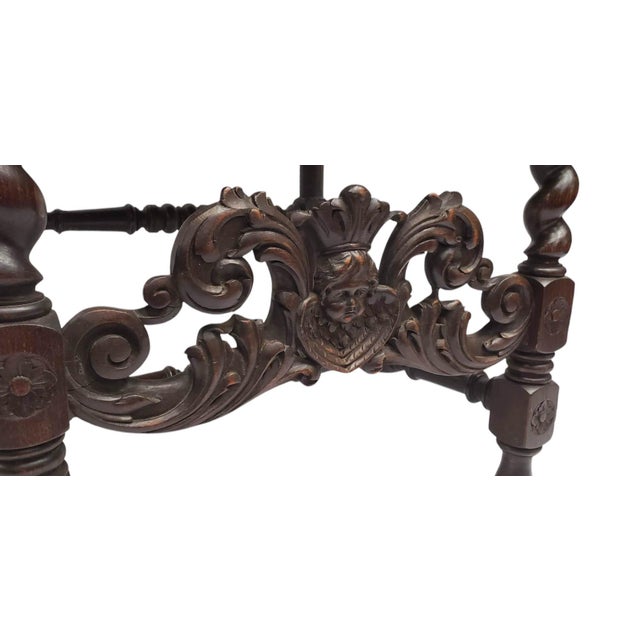 Antique Jacobean Revival Carved Barley Twist Chair, Circa 1870–1890 For Sale - Image 10 of 13