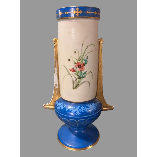 Victorian Antique Victorian Hand Painted Floral & Gilt Decorated Old Paris Porcelain 12.5" Vase For Sale - Image 3 of 8