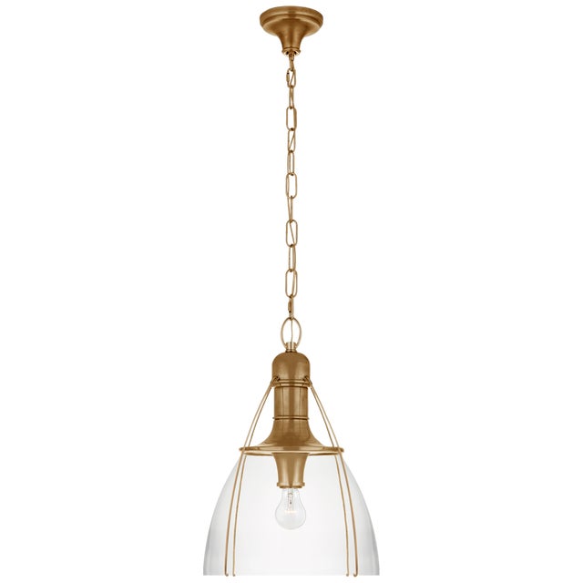 Prestwick 18" Pendant in Antique-Burnished Brass with Clear Glass Designer: Chapman & Myers Canopy: 6.5" Round Mounting:...