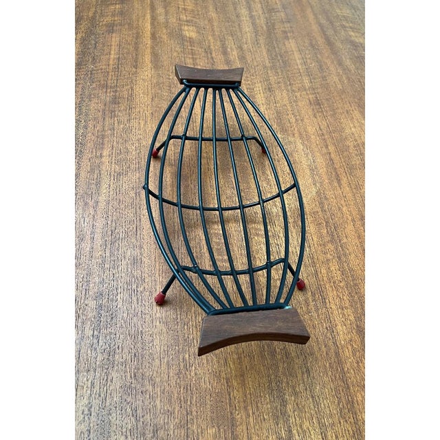 Mid-Century String Fruit Bowl with Teak Handle, 1960s For Sale - Image 6 of 17