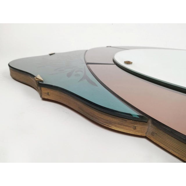 Full Length Pink Mirror in Colored and Cut Glass, Italy, 1950s For Sale - Image 10 of 11