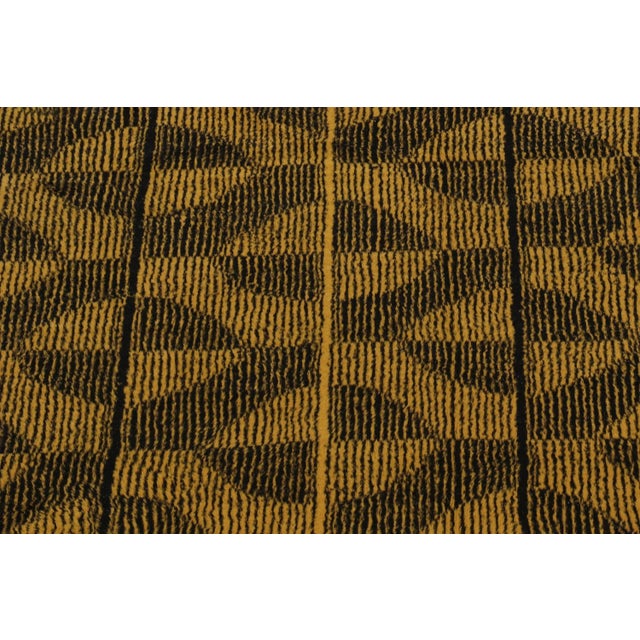 1960s Vintage Zeki Müren Rug in Ochre and Black Geometric Patterns by Rug & Kilim For Sale In New York - Image 6 of 8