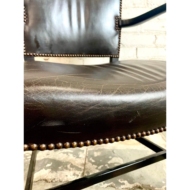 Brown Dessin Fournir Leather Dining Arm Chairs- A Set of 8 For Sale - Image 8 of 9