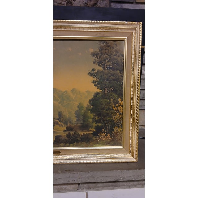 1940s The Tetons by R. Wood – Vintage Framed Landscape Oil Painting – Classic Mountain Scene For Sale - Image 5 of 12