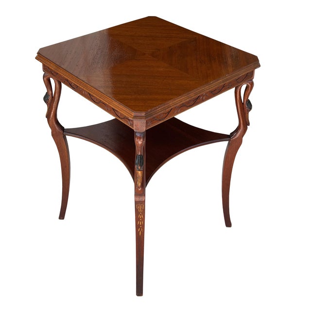 Vintage Hollywood Regency Carved Swan Side Table With Shelf For Sale - Image 13 of 13