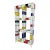 Exposed double-sided bookcase, entirely handmade, with wooden structure covered in multicolored glass (Mondrian style);...