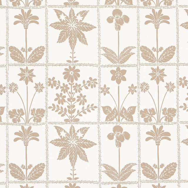 Schumacher Sample - Schumacher Georgia Wildflowers Wallpaper in Neutral For Sale - Image 4 of 4